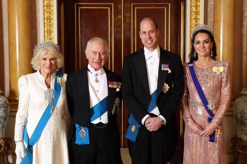 Queen Camilla, King Charles III, Prince William, Prince of Wales and Catherine, Princess of Wales