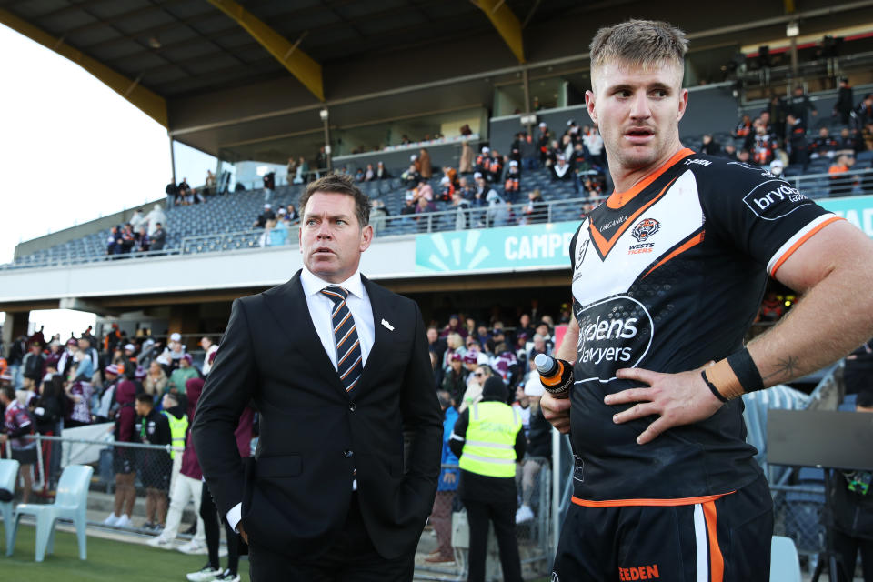 Brett Kimmorley, pictured here after the Wests Tigers' loss to Manly.