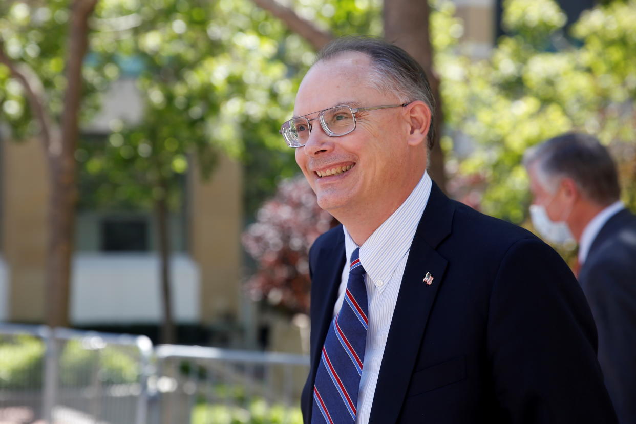 "Fortnite" creator Epic Games' Chief Executive Tim Sweeney leaves after a weeks-long antitrust trial at federal court in Oakland, California, U.S. May 21, 2021. REUTERS/Brittany Hosea-Small