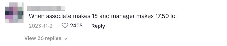 "When associate makes 15 and manager makes 17.50 lol"