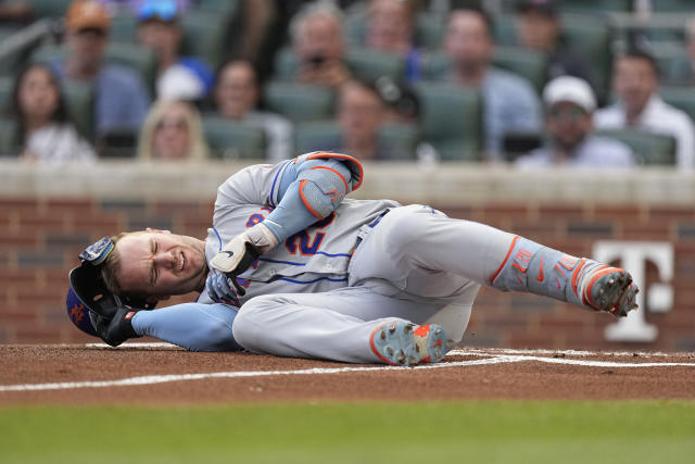 Atlanta Braves' Michael Harris II (23) dives into second base on an RBI  double in the sixth inning of a baseball game against the New York Mets,  Wednesday, June 7, 2023, in