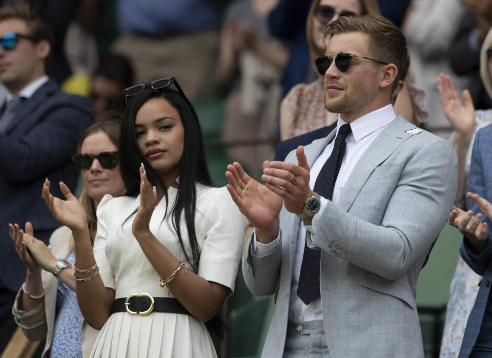 Adam Peaty and girlfriend Eiri Munro attending Wimbledon Tennis Championships in July 2022. (Getty Images)