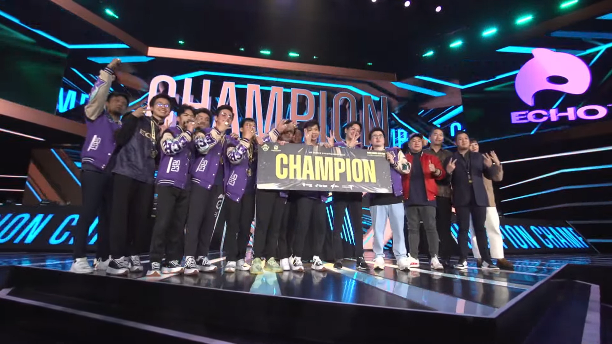 Filipino team ECHO being crowned as Mobile Legends world champions at the M4 World Championship back in January. (Photo: MOONTON Games)