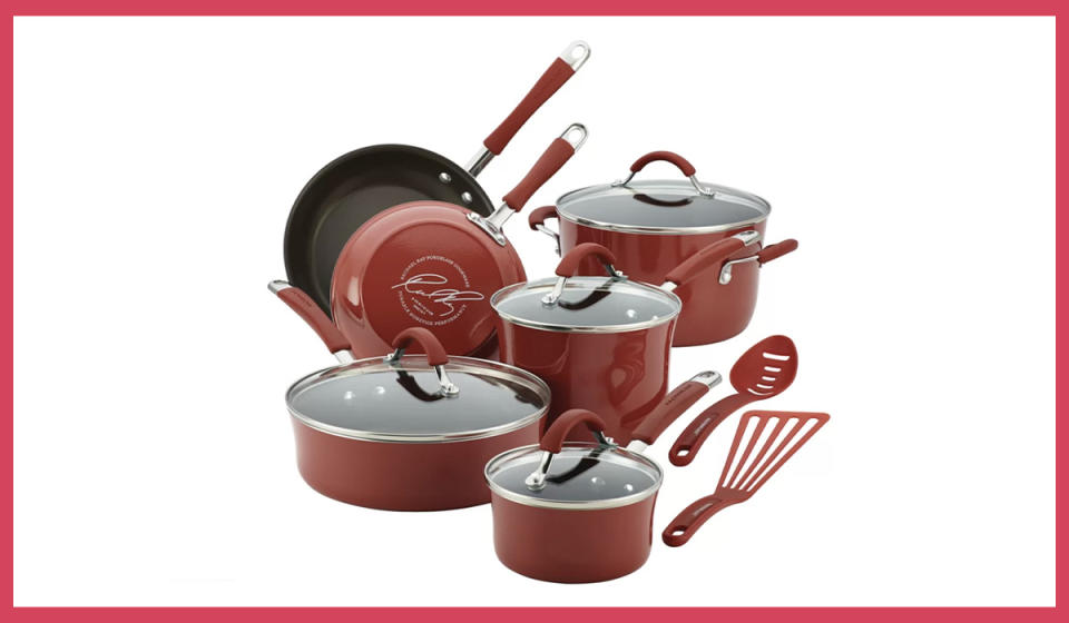 Red cookware set. (Photo: Wayfair)