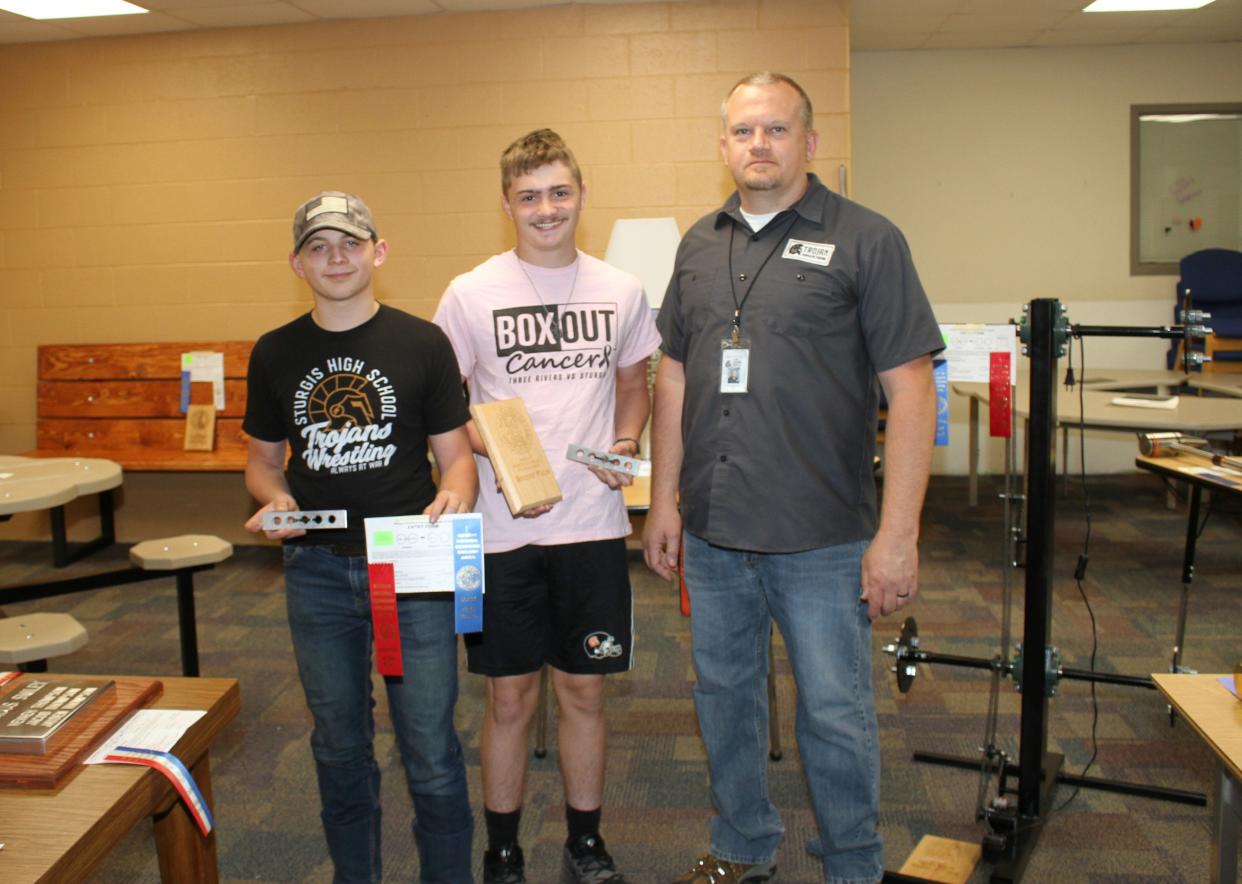 Both Jace Kauffman and Kaicee Kyle, a pair of freshmen, won state awards at the MITES competition. Instructor Jeff Wanamaker said the Trojan Manufacturing class had the most wins of any school at the event.