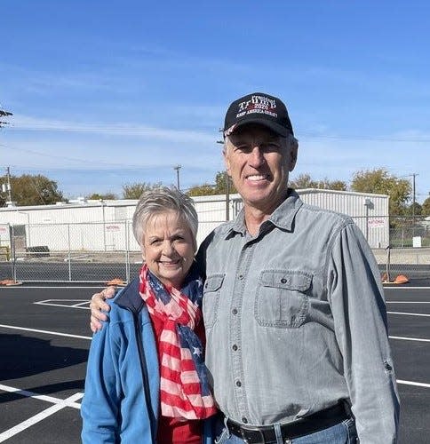 State Sen. Julie Daniels, R-Bartlesville, with Washington County Republican Party Chairman Mike Lessard, who died Sunday.