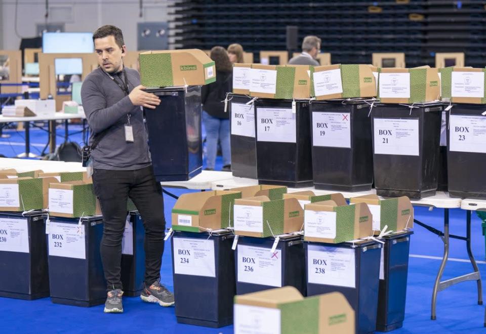 The Glasgow City Council count at the Emirates Arena (Jane Barlow/PA) (PA Wire)