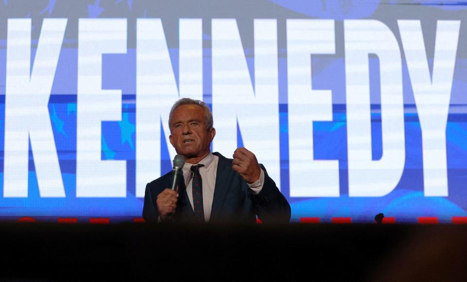 Independent presidential candidate Robert F. Kennedy Jr. addresses the Libertarian Party's national convention in Washington, D.C. on May 24, 2024.