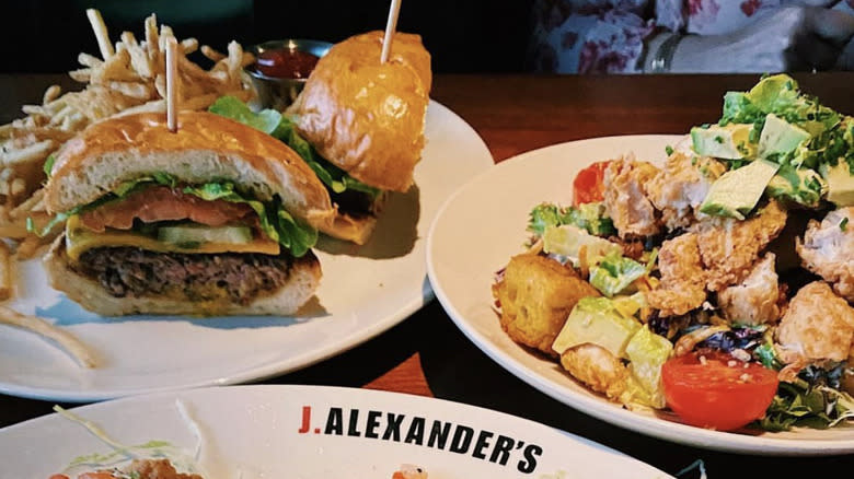 Different dishes at J. Alexander's