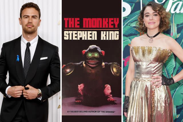 <p>Getty(2)</p> Theo James and Tatiana Maslany star in the movie adaptation of Stephen King's 'The Monkey'