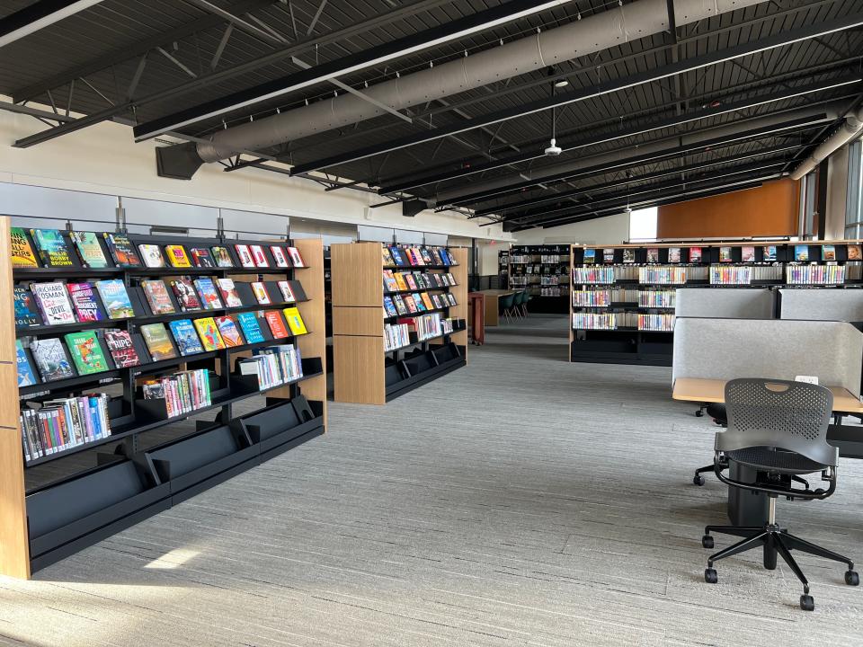 A photo from late December 2023 shows part of the book collection in Grimes' new public library, which is planned to open Jan. 30, 2024.