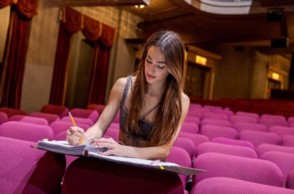 Amber Ardolino, a graduate of the Lincoln Park Performing Arts Charter School, shown here preparing for a Broadway role.