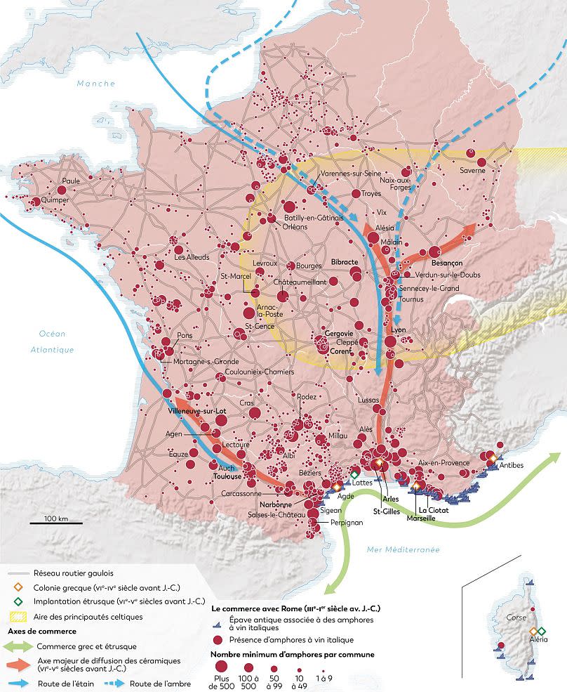 Greek, Etruscan and Roman merchants in Gaul: Mediterranean wine from the 5th to the 1st century BCE