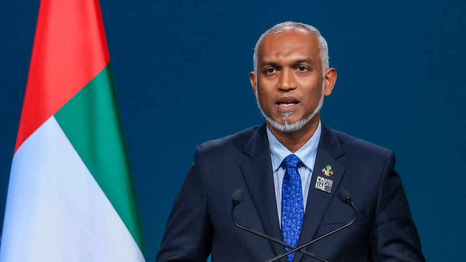 Maldives' President Mohamed Muizzu attends the United Nations climate summit in Dubai on December 1, 2023. - Karim Sahib/AFP/Getty Images