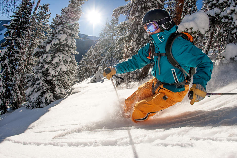 A person skiing