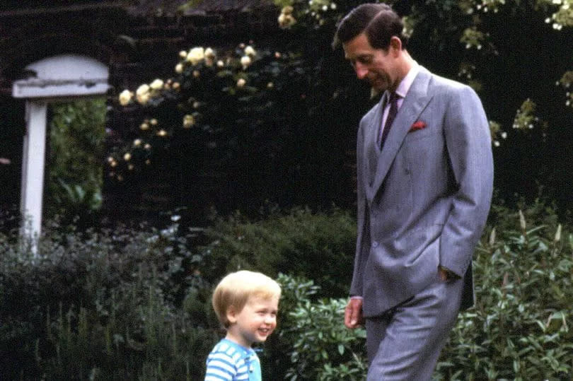 Prince of Wales playing football in the garden of Kensington Palace, London, with his father King Charles III posted by the Prince of Wales on royal social media channels to mark Father's Day