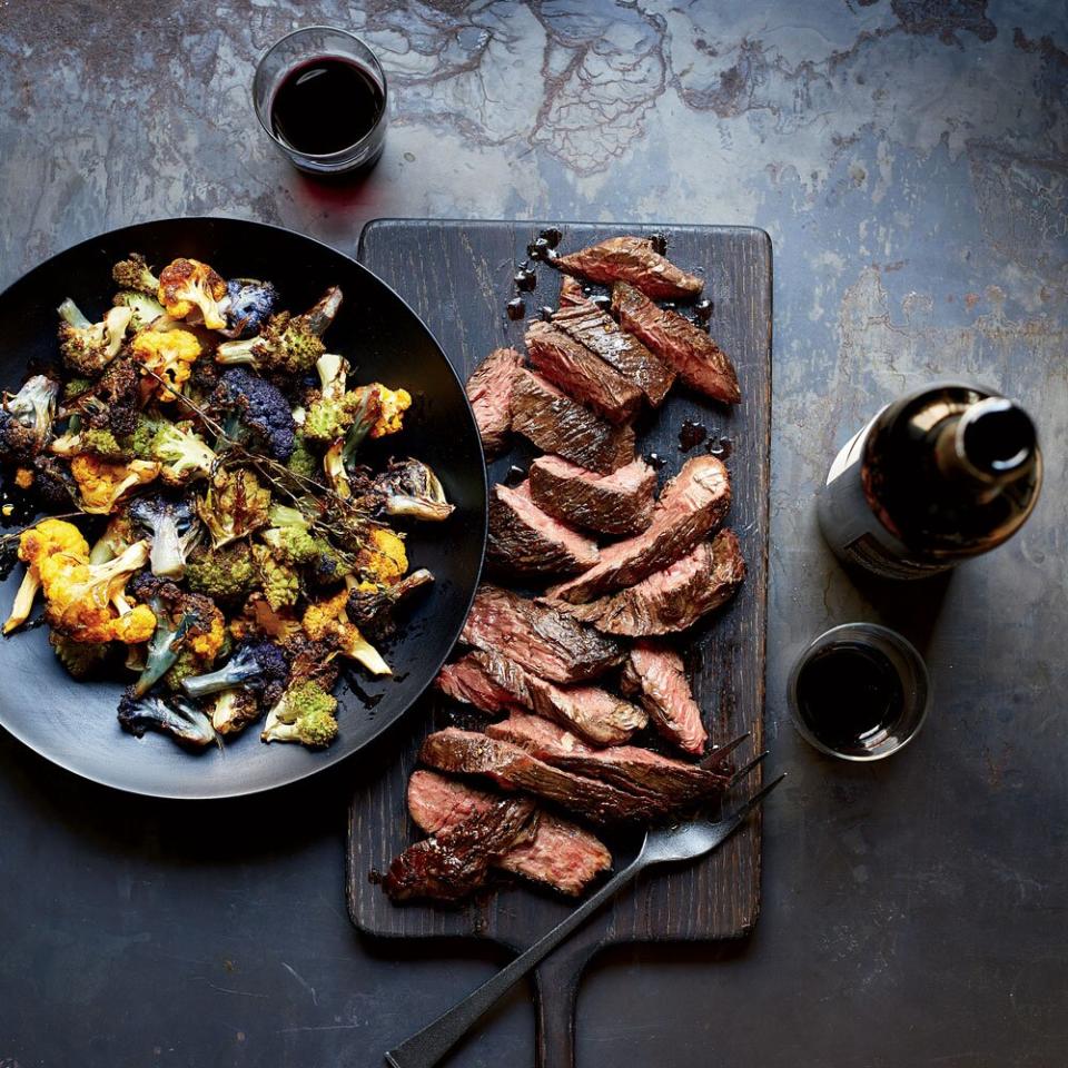 Steak and Brassicas with Red Wine Sauce