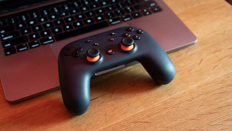 A photo of the Stadia controller