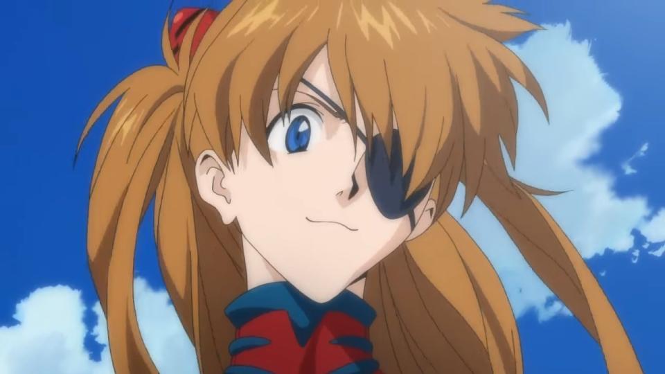 Asuka wearing an eyepatch in "Evangelion: 2.0 You Can (Not) Advance)