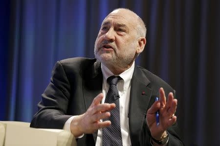 Economist Joseph Stiglitz speaks about strengthening global tax policy at the 2016 IMF World Bank Spring Meeting in Washington April 17, 2016. REUTERS/Joshua Roberts