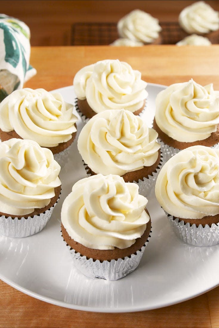 <p>Strong and rich coffee cupcakes are topped with a smooth and creamy condensed milk frosting. </p><p>Get the recipe from <a href="https://www.delish.com/cooking/recipe-ideas/a34114845/coffee-cupcakes-with-condensed-milk-frosting-recipe/" rel="nofollow noopener" target="_blank" data-ylk="slk:Delish;elm:context_link;itc:0;sec:content-canvas" class="link ">Delish</a>.</p>