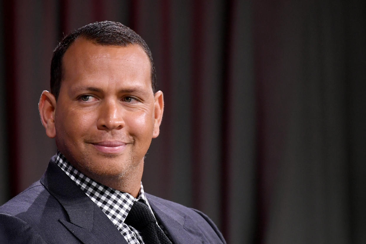 Sports commentator and former professional baseball player Alex Rodriguez takes part in a panel during WSJ’s The Future of Everything Festival at Spring Studios on May 8, 2018 in New York City. (Photo by Michael Loccisano/Getty Images)