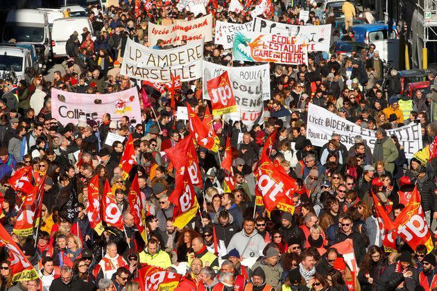 Dans la manifestation à Marseille, mardi.