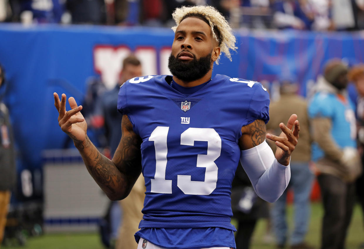 Giants Twitter omitted the fact that Odell Beckham left town in Tuesday's trade. (AP)