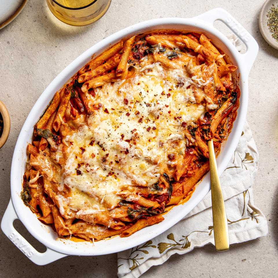 Creamy Sun-Dried Tomato & Roasted Red Pepper Casserole