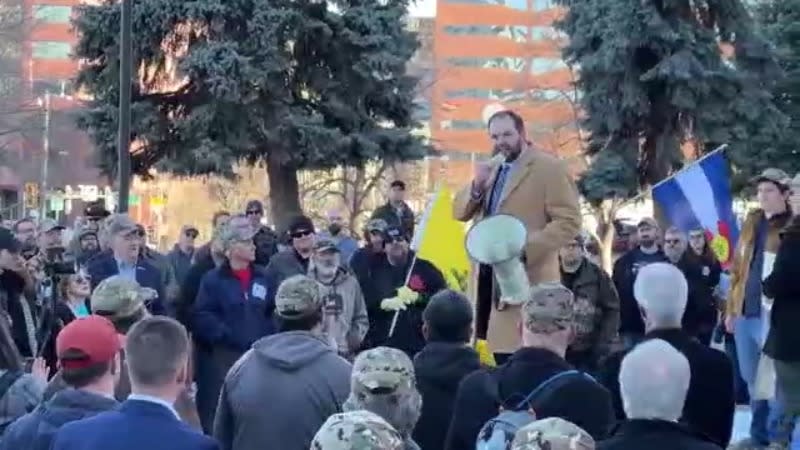 Protesters gathered outside the Colorado Capitol