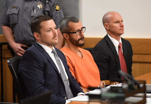 Christopher Watts in court for his arraignment hearing at the Weld County Courthouse in 2018.