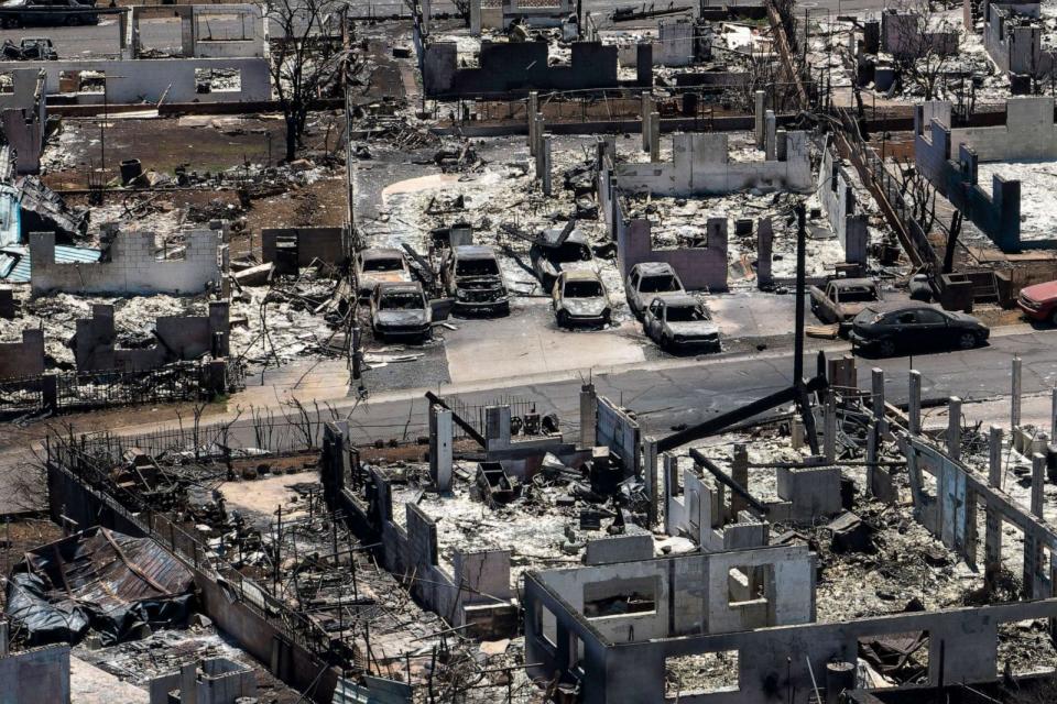 PHOTO: A general view shows the aftermath of a devastating wildfire in Lahaina, Hawaii, on Aug. 22, 2023. (Jae C. Hong/AP)