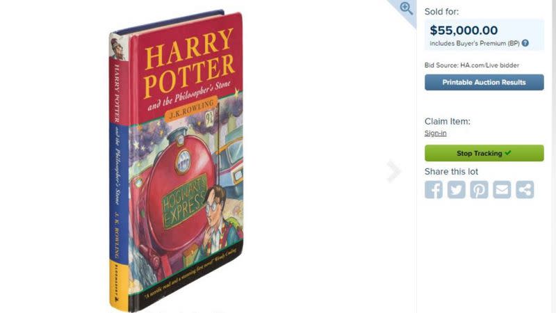 The Harry Potter book was sold for or $55,000 (£42,500) (Picture: Heritage Auction)