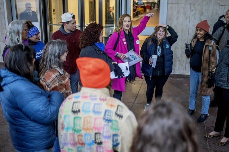 Advocates for abortion access gather to submit more than 232,000 signatures to place an amendment to Colorado's constitution on the ballot on Thursday in Denver, Colo. Photo courtesy of Coloradans for Protecting Reproductive Freedom/Evan Semon Photography