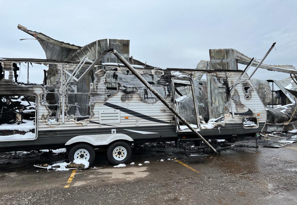 Fire damage is shown at Kamper City on Thursday in Peninsula.