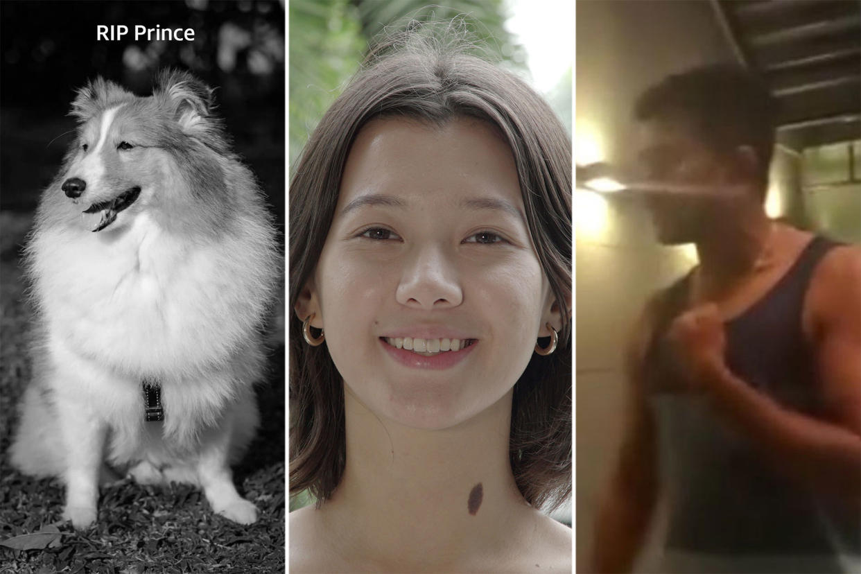 (PHOTOS of Prince the Shetland sheepdog, NUS undergraduate Monica Baey and condominium resident Erramalli Ramesh: Courtesy of Elaine Mao / WomenTalk / YouTube screengrab)