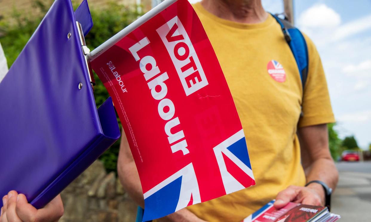 <span>Labour members out canvassing. Candidates have lost access to software connecting them with known supporters.</span><span>Photograph: Gary Calton/The Observer</span>