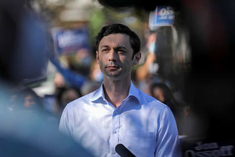 FILE PHOTO: Democratic U.S. Senate candidate Jon Ossoff speaks at a news conference after the election in Atlanta