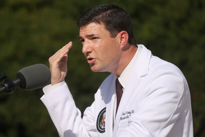 Doctors hold news conference about U.S. President Trump's health outside Walter Reed National Military Medical Center in Bethesda, Maryland