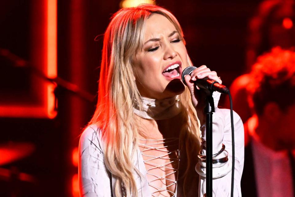 <p>Todd Owyoung/NBC/Getty</p> Kate Hudson performing on The Tonight Show Starring Jimmy Fallon.