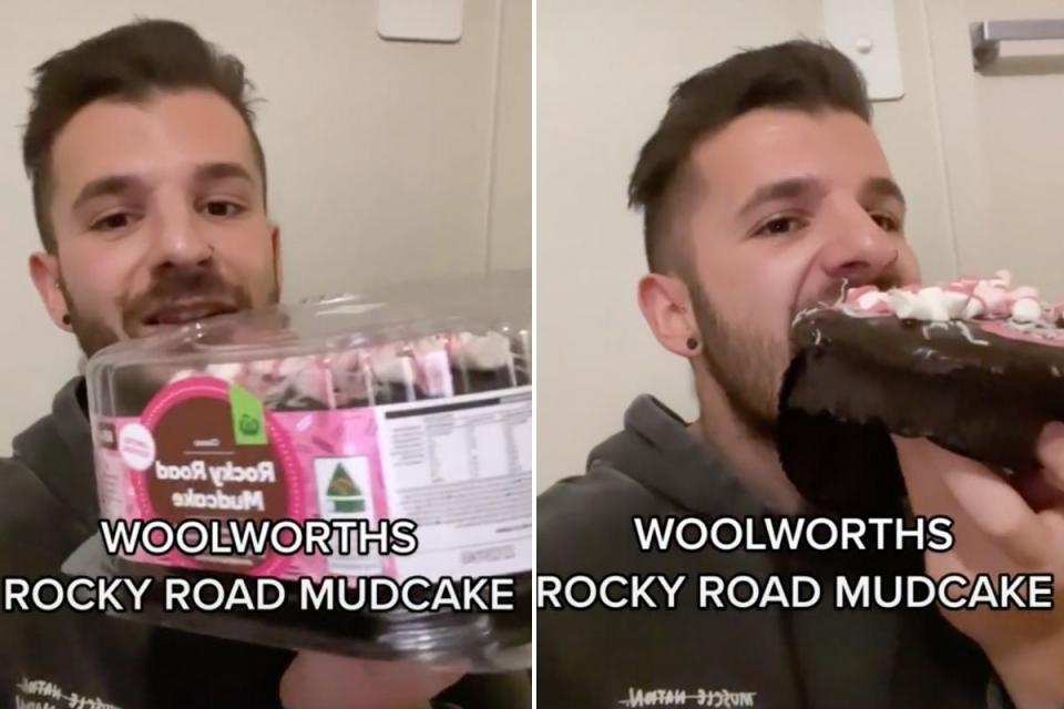 Woolworths fan reviews Rocky Road Mudcake on TikTok