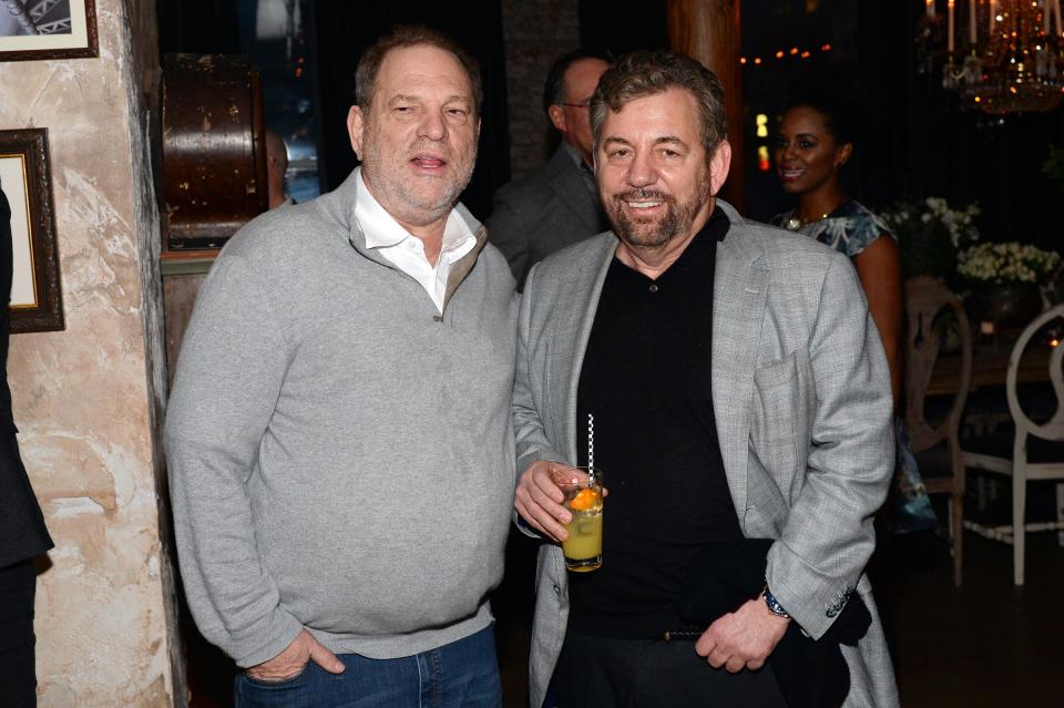 Harvey Weinstein (L) and James Dolan attend a celebration for Bryan Cranston at House of Elyx on December 13, 2015 in New York City.