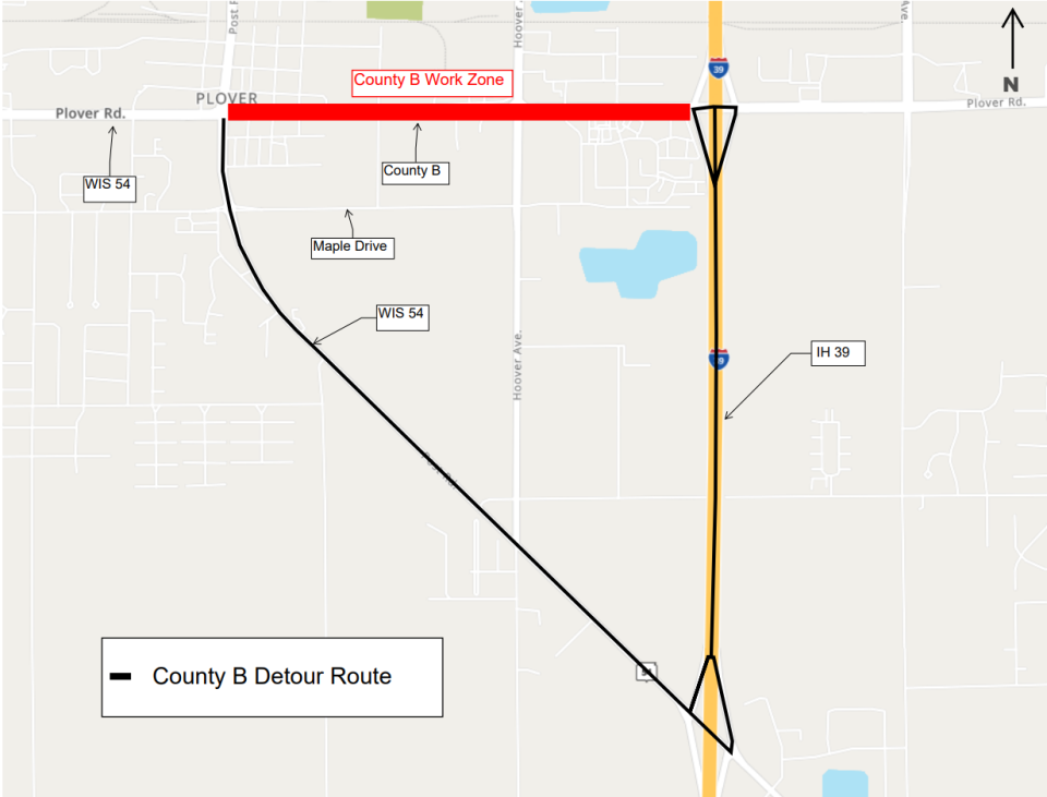 Road construction on Portage County B, between Post Road/State 54 and Interstate 39 in the village of Plover, begins Monday, April 8 and has a targeted completion date of Nov. 22.