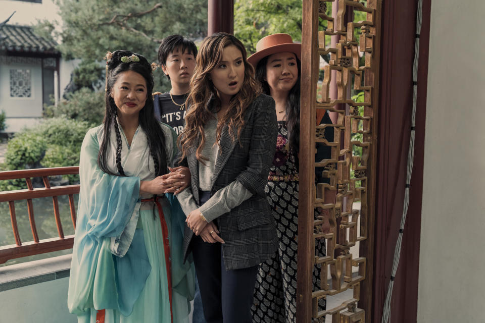 Stephanie Hsu, Sabrina Wu as Deadeye, Ashley Park, and Sherry Cola (Ed Araquel / Ed Araquel/Lionsgate)