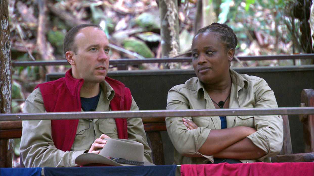 Charlene White gave Matt Hancock a grilling when he first entered the I'm a Celebrity camp. (ITV/Shutterstock)