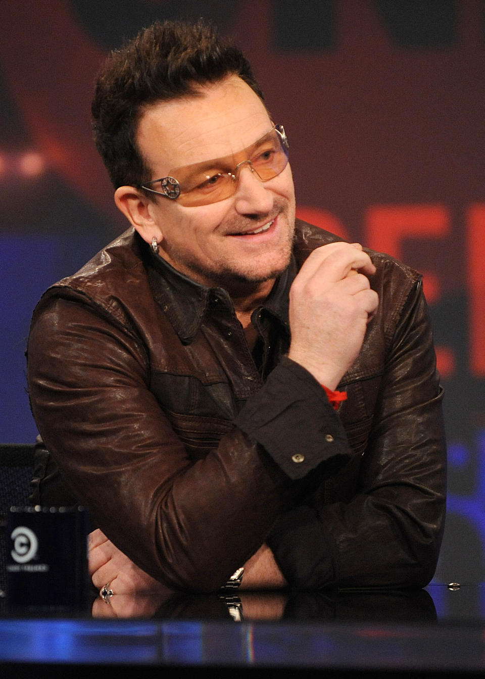 U2 frontman Bono is interviewed during a taping of 