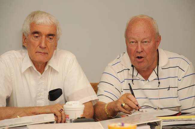 Pictured are City of Hornell Industrial Development Agency (CHIDA) Chairman Sam Nasca, left, and CHIDA CEO Jim Griffin during a 2014 meeting.