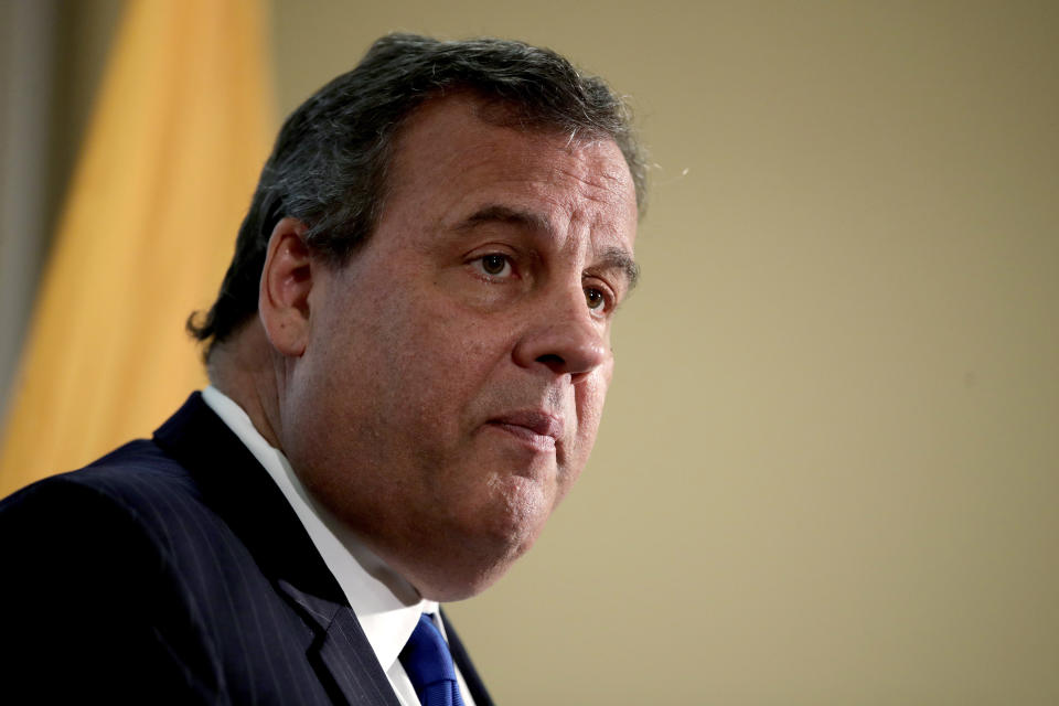 FILE - In this Nov. 29, 2017 file photo, New Jersey. Gov. Chris Christie speaks during a news conference in Newark, N.J. Christie tweeted on Saturday, Oct. 3, 2020, that he has tested positive for COVID-19. (AP Photo/Julio Cortez, File)