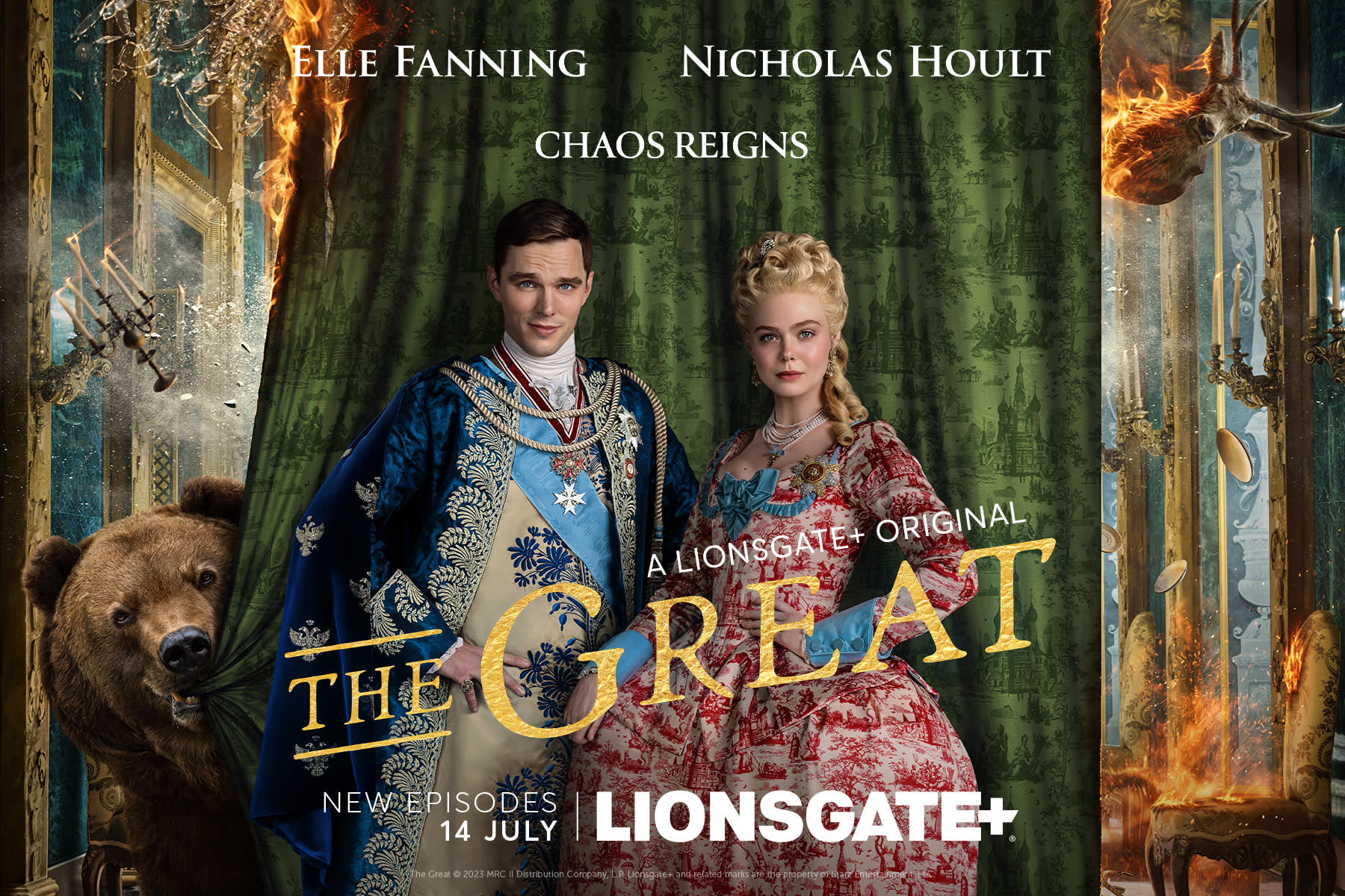 Nicholas Hoult and Elle Fanning star in The Great. (Lionsgate+)