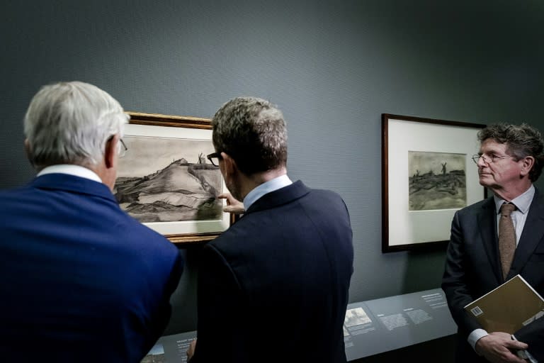 Two Van Gogh drawings were unveiled Tuesday at an exhibition at the Singer Laren museum